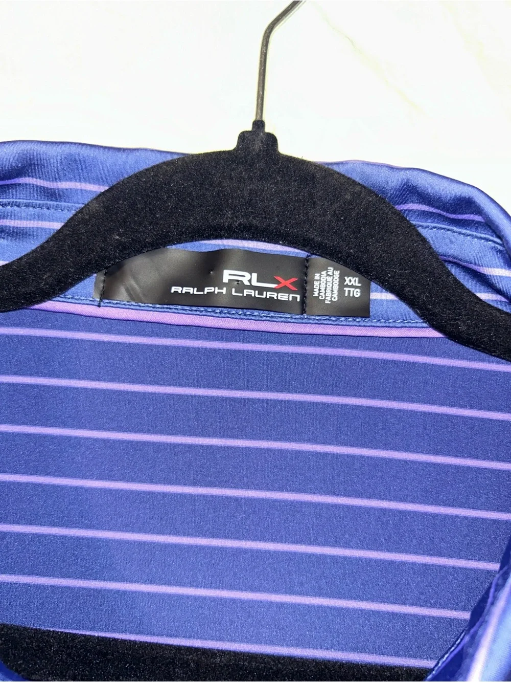 RLX Ralph Lauren Polo Purple Stripe Shirt Moisture Wicking Golf Buffalo Ridge 2X